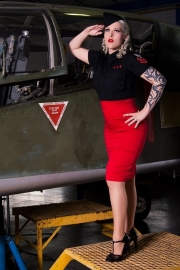 Pinup Couture, Classic Pencil Skirt  in Red.