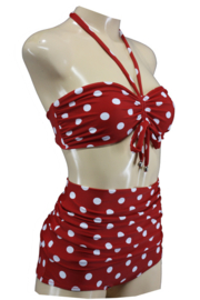 Aloha Beachwear, Bandeau Bikini Red Dots Vintage High Waist