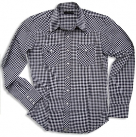 Westernshirt in black Tartan van Liquorbrand.