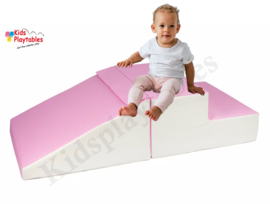 Zachte Soft Play Foam Blokken 2-delige set glijbaan Roze-Wit | grote speelblokken | motoriek baby speelgoed | foamblokken | reuze bouwblokken | Soft play peuter speelgoed | schuimblokken