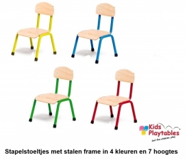 Banbini- Stapelbare kinderstoel met metalen poten blauw