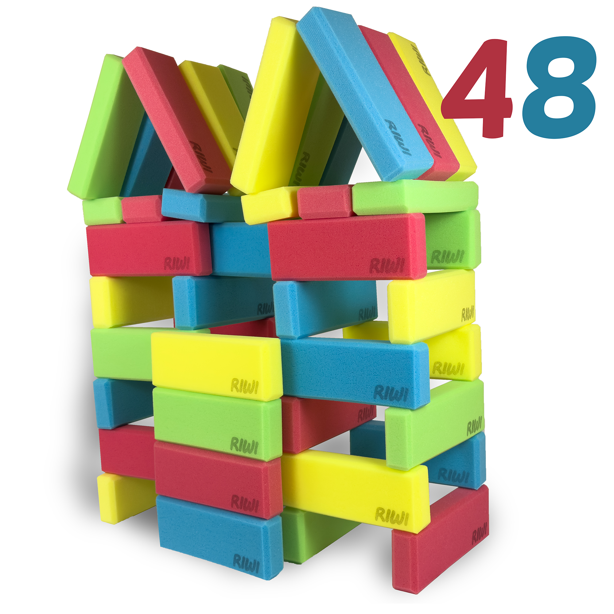RIWI Zachte Mini Bouwblokken Set van 48 stuks