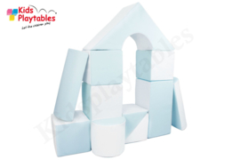 Zachte Soft Play Foam Blokken set 11 stuks Grijs-Wit-Blauw | grote speelblokken | baby speelgoed | foamblokken | reuze bouwblokken | Soft play speelgoed | schuimblokken