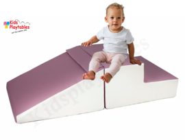 Zachte Soft Play Foam Blokken 2-delige set glijbaan Paars-Wit | grote speelblokken | motoriek baby speelgoed | foamblokken | reuze bouwblokken | Soft play peuter speelgoed | schuimblokken