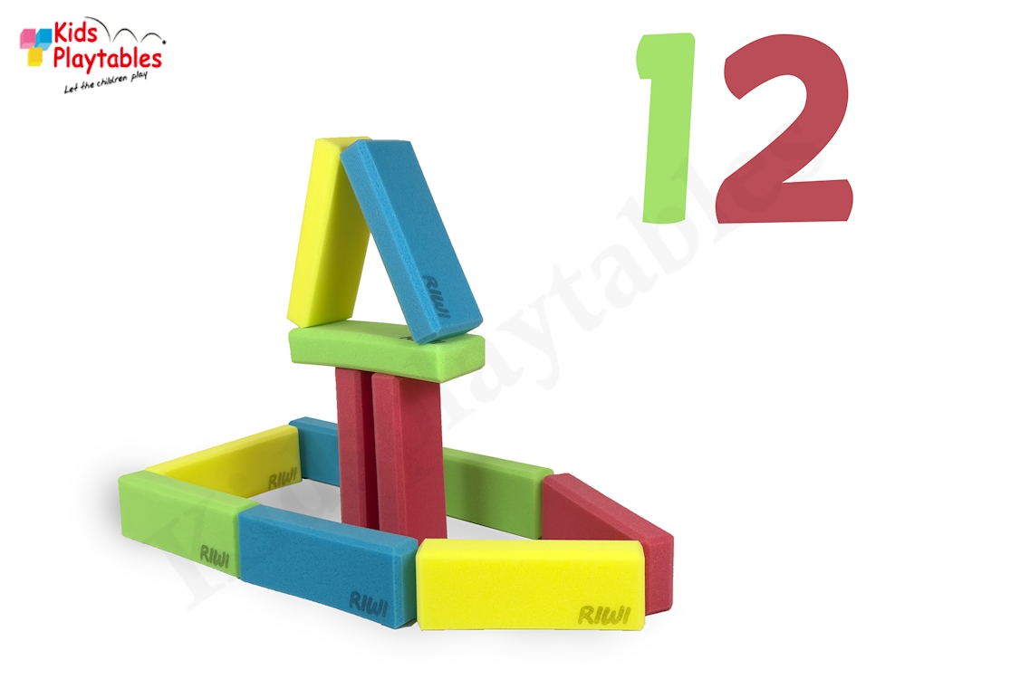 RIWI Zachte Mini Bouwblokken Set van 12 stuks