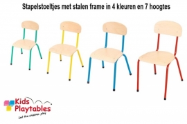 Banbini- Stapelbare kinderstoel met metalen poten blauw