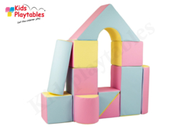 Zachte Soft Play Foam Blokken set 11 stuks Pastel roze-geel-blauw | grote speelblokken | baby speelgoed | foamblokken | reuze bouwblokken | Soft play speelgoed | schuimblokken