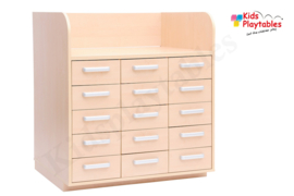 Verschoontafel Commode kinderopvang 97 cm breed met 15 houten laden | Aankleedtafel