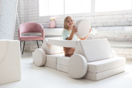 Kiddy Speelbank kind Grijs | Kinderbank modulair peuter | Kinderstoel | Kinderfauteuil | Play Couch | Kinderzetel | Bankje | Montessori speelgoed, Kindersofa | Slaapbank