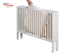 Tissi Inklapbaar babybed hout kleur Wit | Inklapbaar houten ledikantje | peuterbed | kinderbed opvouwbaar | ledikant | Vouwbed | inklapbare kinderbed