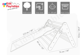 Houten Waldorf klimdriehoek met glijbaan / Klimbord | Montessori klimboog | Pikler schommel | Balanceerbord