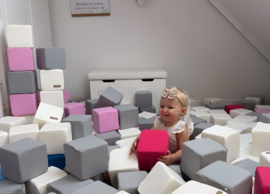 Soft Play Foam Blokken set 45 stuks wit-grijs | grote speelblokken | baby speelgoed | foamblokken | bouwblokken | Soft play speelgoed | schuimblokken
