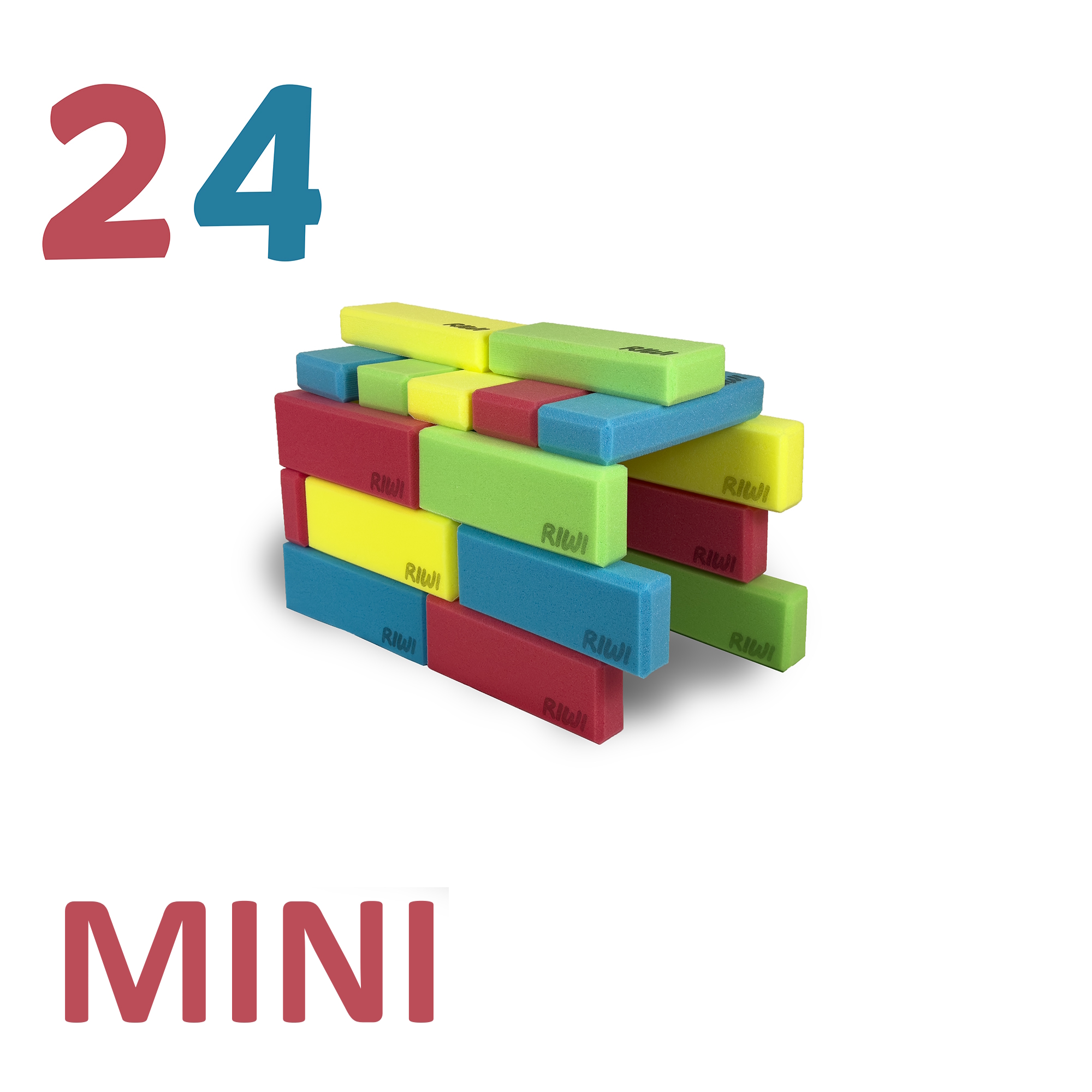 RIWI Zachte Mini Bouwblokken Set van 24 stuks