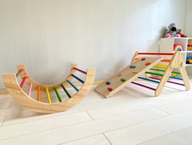 Houten Waldorf klimdriehoek met glijbaan / Klimbord | Montessori klimboog | Pikler schommel | Balanceerbord