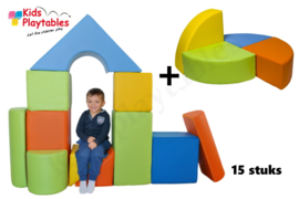 Grote zachte Speelblokken set van 15 stuks Multicolor -Foam Softplay blokken