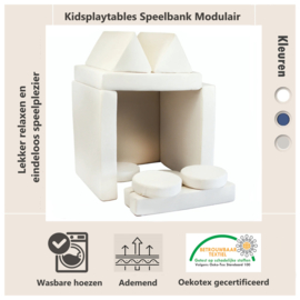 Kiddy Speelbank kind Wit | Kinderbank modulair peuter |Kinderfauteuil | Play Couch | Kinderzetel | Bankje | Montessori speelgoed, Kindersofa