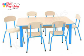 Rechthoekige kindertafel groepstafel set H46 cm met 6 stoelen