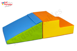Zachte Soft Play Foam Blokken 2-delige set glijbaan Multicolor | grote speelblokken | motoriek baby speelgoed | foamblokken | reuze bouwblokken | Soft play peuter speelgoed | schuimblokken