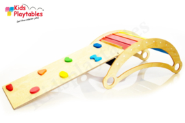 Houten Waldorf rocker met glijbaan / Klimbord | Montessori klimboog | Pikler schommel | Balanceerbord