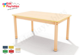 Rechthoekige groepstafel 120 x 75 cm met houten verstelbare poten
