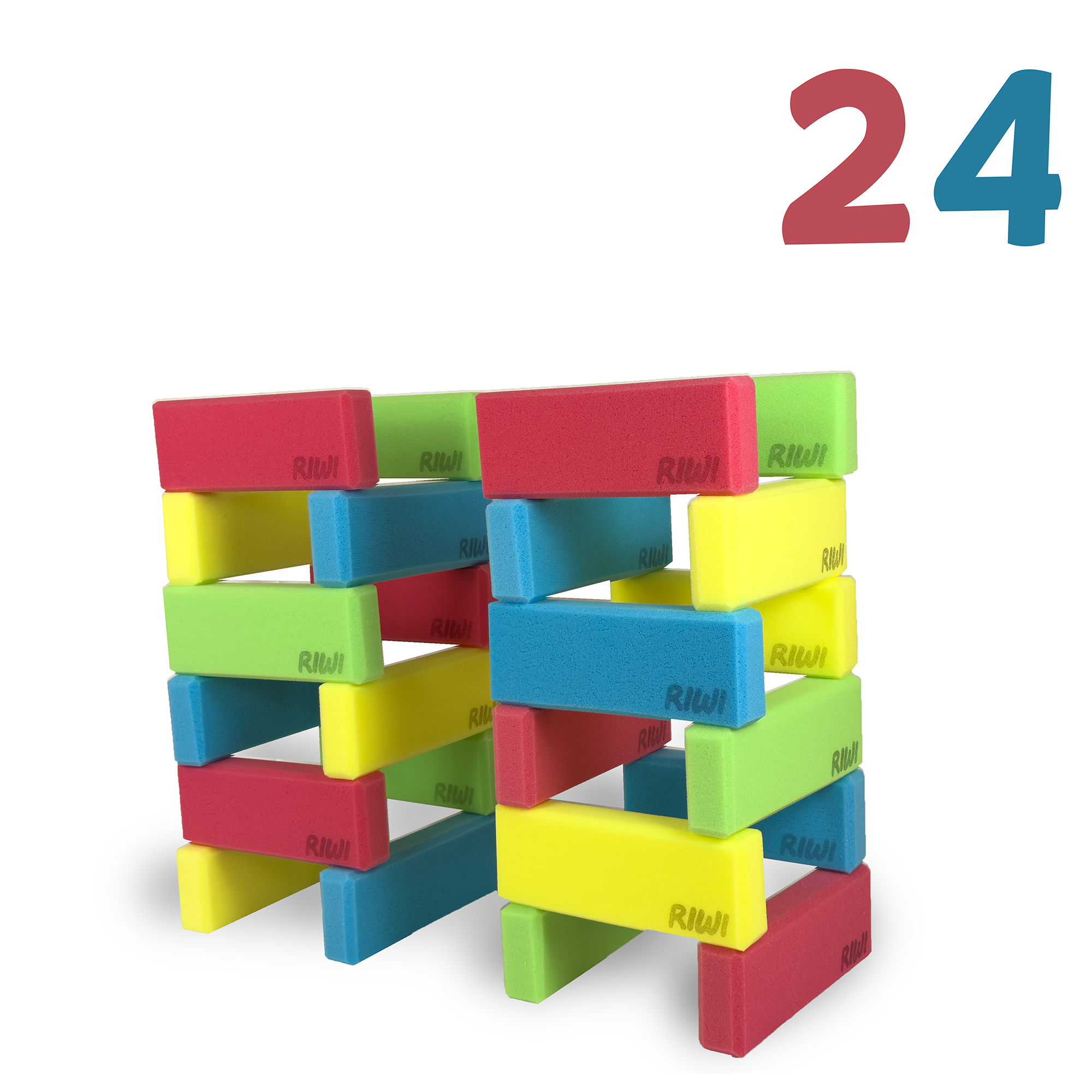 RIWI Zachte Mini Bouwblokken Set van 24 stuks