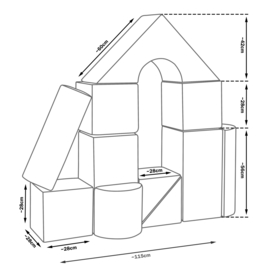 Grote zachte Speelblokken set van 22 stuks Multicolor -Foam Softplay blokken