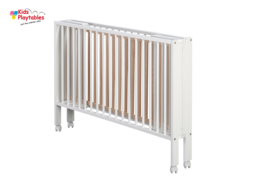 Tissi Inklapbaar babybed hout kleur Wit | Inklapbaar houten ledikantje | peuterbed | kinderbed opvouwbaar | ledikant | Vouwbed | inklapbare kinderbed