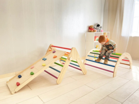 Houten Waldorf klimdriehoek met glijbaan / Klimbord | Montessori klimboog | Pikler schommel | Balanceerbord