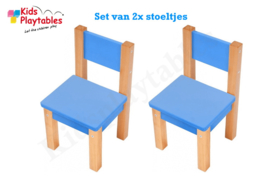Set Kinderstoeltje 2x hout kleur blauw| zithoogte 28 cm | kinderzetel | Houten stoeltje voor kinderen | stoel kind | Peuterstoeltje