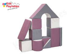 Zachte Soft Play Foam Blokken set 11 stuks paars-grijs-wit | grote speelblokken | baby speelgoed | foamblokken | reuze bouwblokken | Soft play speelgoed | schuimblokken