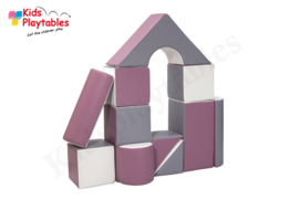 Zachte Reuze Foam Softplay Speelblokken set van 11 stuks Grijs-Wit-Roze