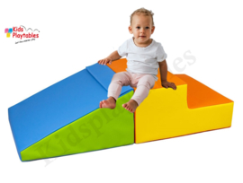 Zachte Soft Play Foam Blokken 2-delige set glijbaan Multicolor | grote speelblokken | motoriek baby speelgoed | foamblokken | reuze bouwblokken | Soft play peuter speelgoed | schuimblokken