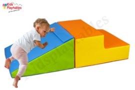 Zachte Soft Play Foam Blokken 2-delige set glijbaan Multicolor | grote speelblokken | motoriek baby speelgoed | foamblokken | reuze bouwblokken | Soft play peuter speelgoed | schuimblokken