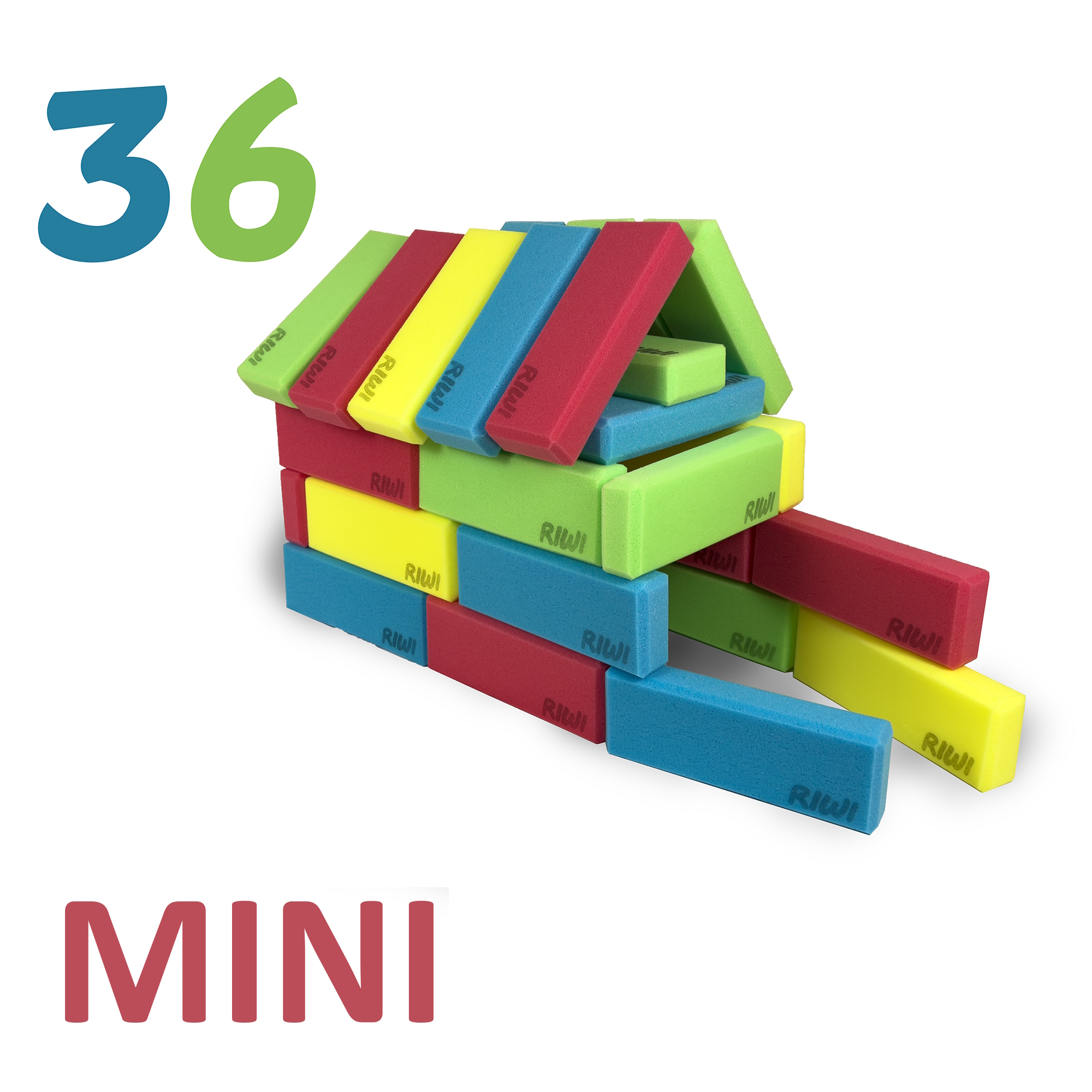 RIWI Zachte Mini Bouwblokken Set van 36 stuks