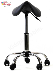 Zadelkruk op wielen kleur zwart met gasveer 46 -62 cm - tabouret verstelbaar - kappersstoel - knipkruk - kapperskruk - kappersfiets - Ergonomisch - Ponyseats