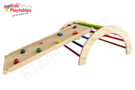 Houten Waldorf klimboog met glijbaan / Klimbord | Montessori klimboog | Pikler schommel | Balanceerbord
