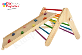 Houten Waldorf klimdriehoek met glijbaan / Klimbord | Montessori klimboog | Pikler schommel | Balanceerbord