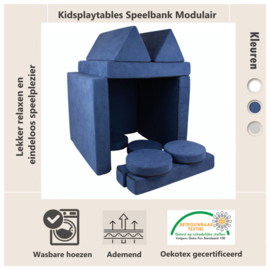 Kiddy Speelbank kind Blauw | Kinderbank modulair peuter | Kinderstoel | Kinderfauteuil | Play Couch | Kinderzetel | Bankje | Montessori speelgoed, Kindersofa | Slaapbank