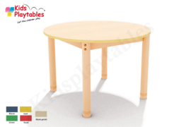 Ronde groepstafel doorsnede 90 cm met houten verstelbare poten in 5 kleuren