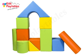 Zachte Soft Play Foam Blokken set 11 stuks blauw-wit | grote speelblokken | baby speelgoed | foamblokken | reuze bouwblokken | Soft play speelgoed | schuimblokken