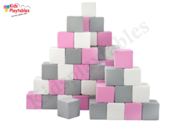 Soft Play Foam Blokken set 45 stuks wit-roze | grote speelblokken | baby speelgoed | foamblokken | bouwblokken | Soft play speelgoed | schuimblokken