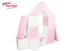 Zachte Soft Play Foam Blokken set 11 stuks roze-wit | grote speelblokken | baby speelgoed | foamblokken | reuze bouwblokken | Soft play speelgoed | schuimblokken