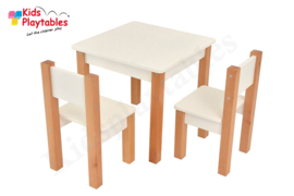 Houten vierkante tafel kinderopvang 50 x 50 cm wit