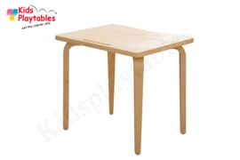 Rechthoekige tafel 60 x 45 cm naturel gelakt met houten poten en beuken HPL tafelblad