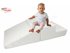 Zachte Soft Play Foam Blokken 2-delige set glijbaan Wit | grote speelblokken | motoriek baby speelgoed | foamblokken | reuze bouwblokken | Soft play peuter speelgoed | schuimblokken