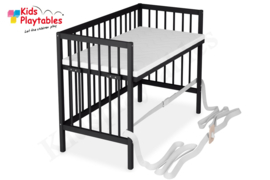 SÄMANN Co Sleeper Zwart | Ledikant Bedkant | Baby bed | Peuterbed | aanschuifbed | kinderbed | Wieg | Bijzetbed | Kinderkamer | Kinderopvang