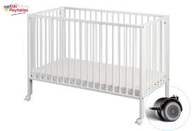 Tissi Inklapbaar babybed hout kleur Wit | Inklapbaar houten ledikantje | peuterbed | kinderbed opvouwbaar | ledikant | Vouwbed | inklapbare kinderbed