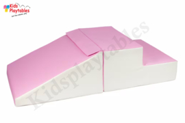 Zachte Soft Play Foam Blokken 2-delige set glijbaan Roze-Wit | grote speelblokken | motoriek baby speelgoed | foamblokken | reuze bouwblokken | Soft play peuter speelgoed | schuimblokken