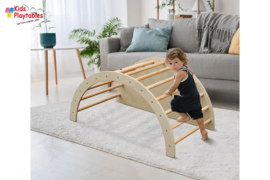 KPW Klimboog met kussen, multifunctioneel speeltoestel | Montessori speelgoed | Pikler driehoek | Babygym | Klimdriehoek peuters | klimhelling | schommelboot | schommel | Balanceerbord | houten speelgoed