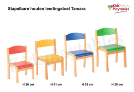 Tamara - Houten Stapelbare stoel Geel, stapelstoel